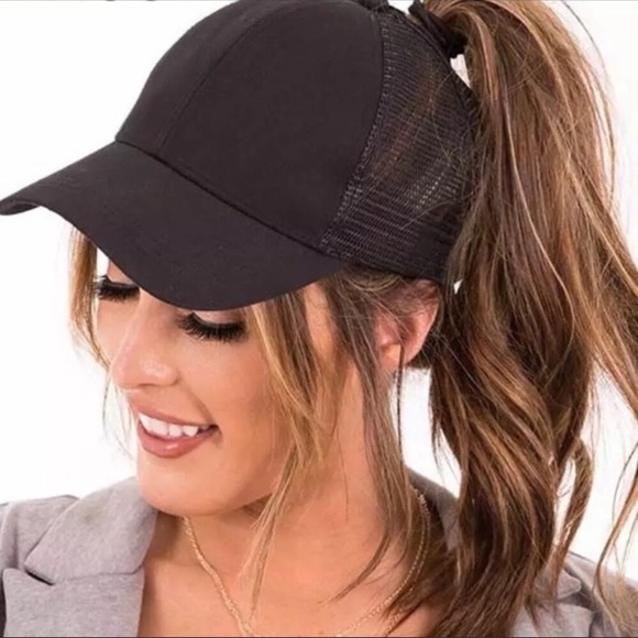 2019 High ponytail messy bun truckers mesh cap - Picture 2 of 6